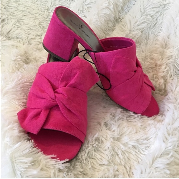 🆕{worthington} Pink Bow Heeled Mules - Picture 3 of 7